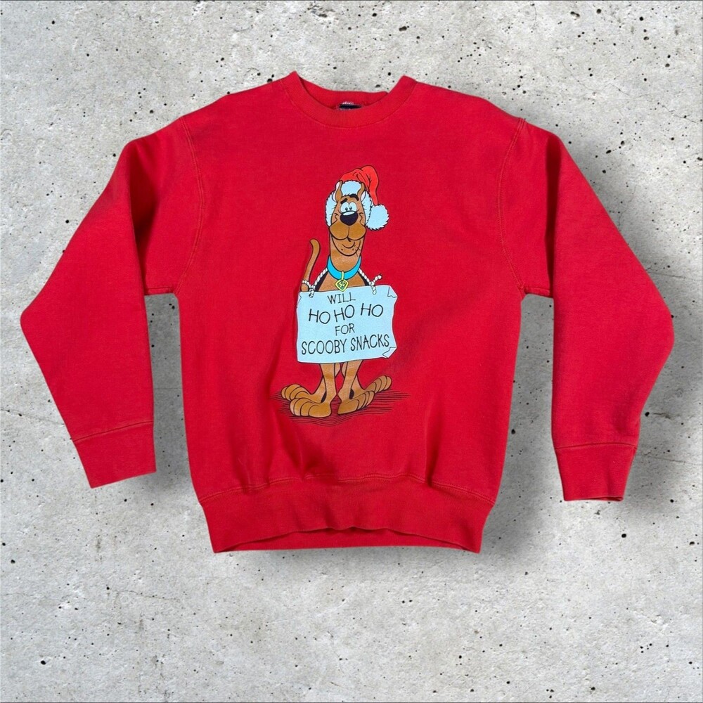 Scooby Doo Christmas Sweatshirt Red Crewneck M/L Will Ho Ho Ho Ugly